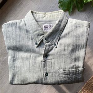Naked & Famous green chambray shirt